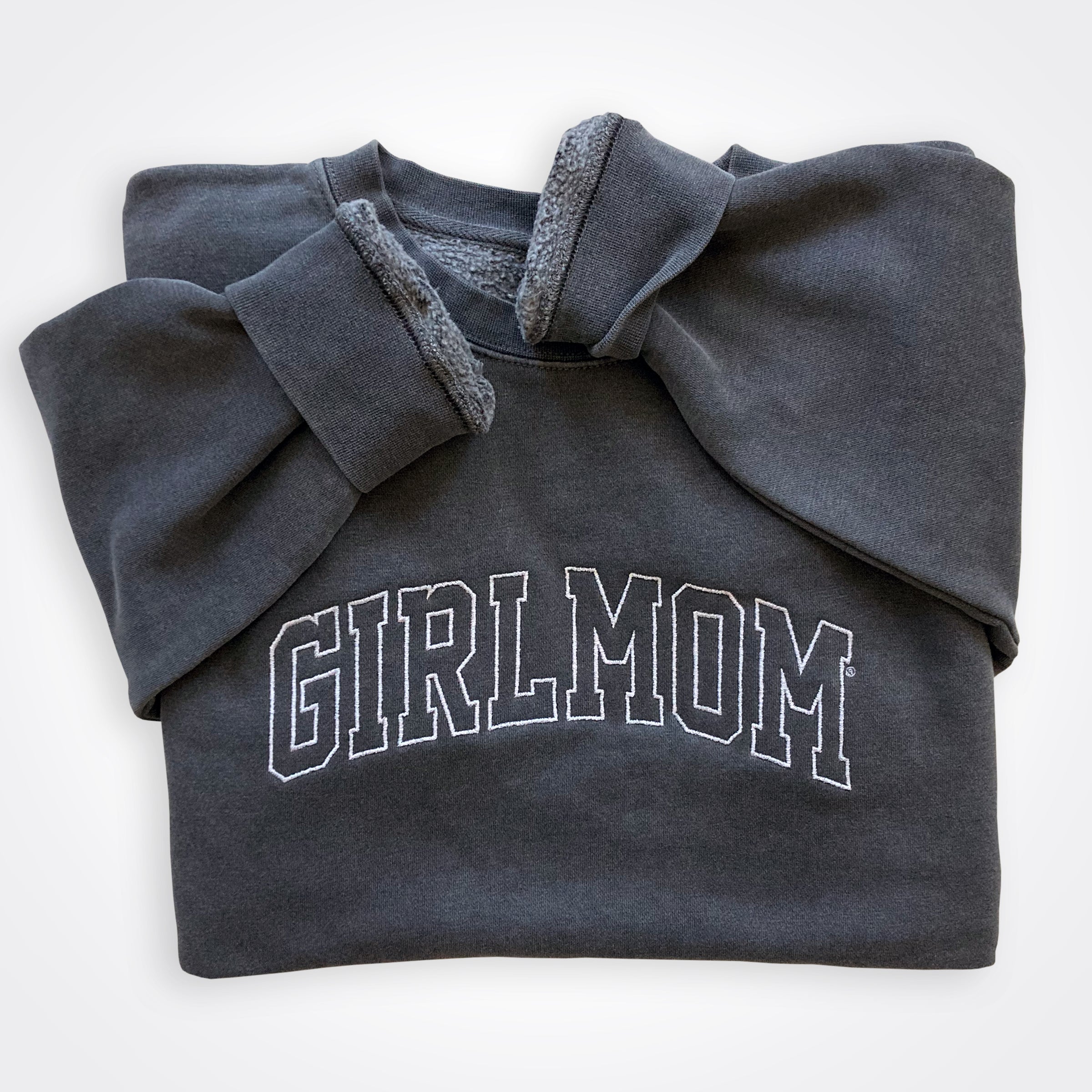 Girlmom® Embroidered Midweight Pigment Dyed Crew Sweatshirt