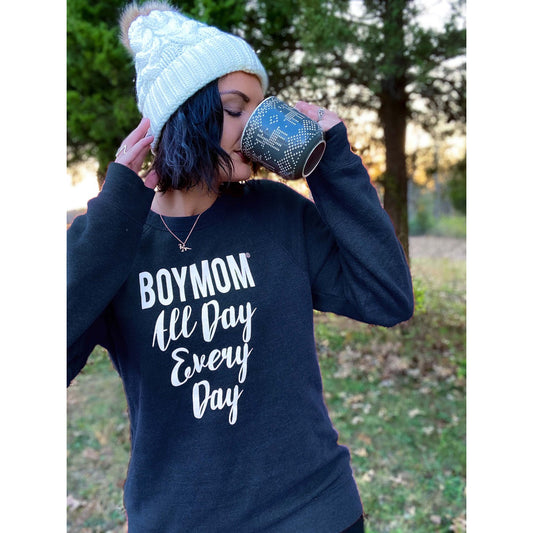 Boymom All Day Every Day Sweatshirt- Navy Triblend