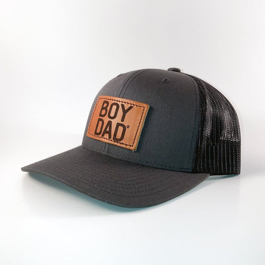 Boydad® Charcoal/Black  Leather Patch Trucker Hat