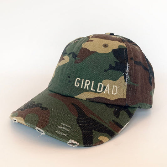 Girldad® Camo Distressed Embroidered Unstructured Hat