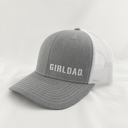 Girldad® Grey & White with Offset Logo Embroidered Trucker Hat