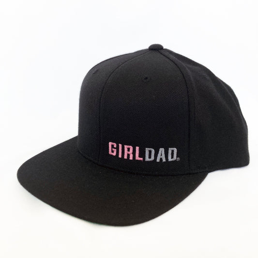 Girldad® Black with Pink Embroidered Flat Bill Trucker Hat