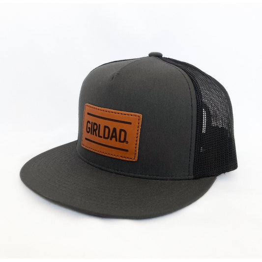 Girldad® Charcoal/Black Leather Patch Flat Bill Trucker Hat