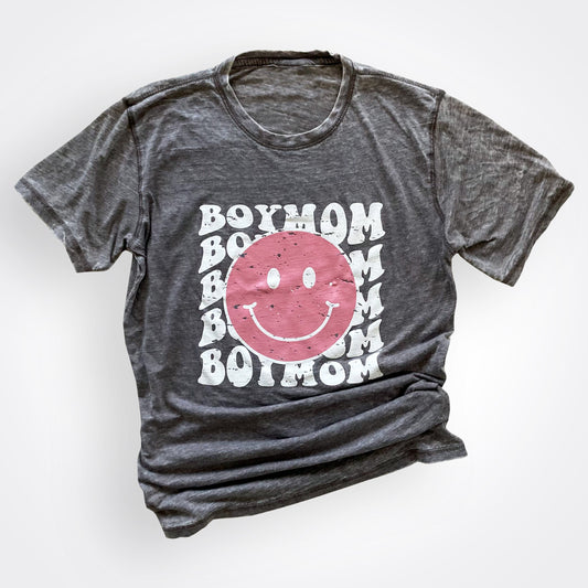 Boymom® Happy Face Distressed Shirt WHL