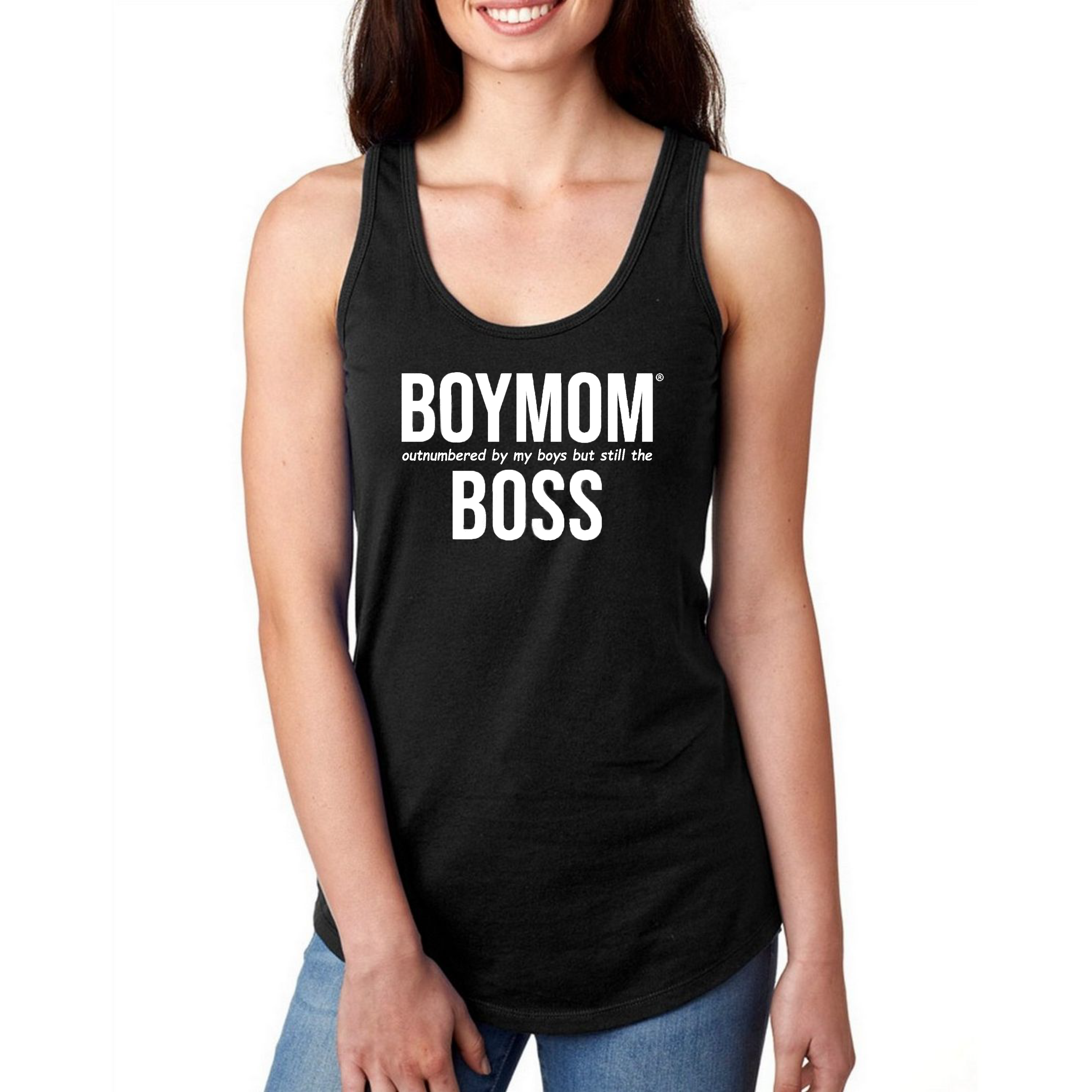 Boymom Boss Black Racerback Tank