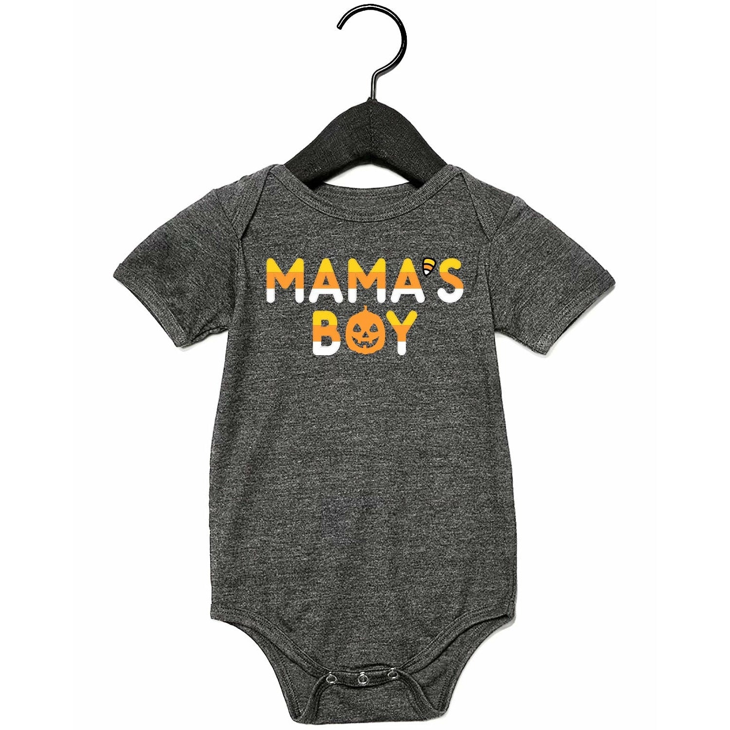 Candy Corn Mama's Boy Dk Grey Infant Bodysuit