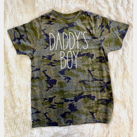 Daddy's Boy Green Camo Toddler and Youth Tees