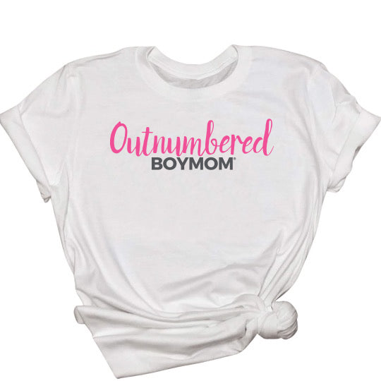BM Outnumbered Pink on White Tee
