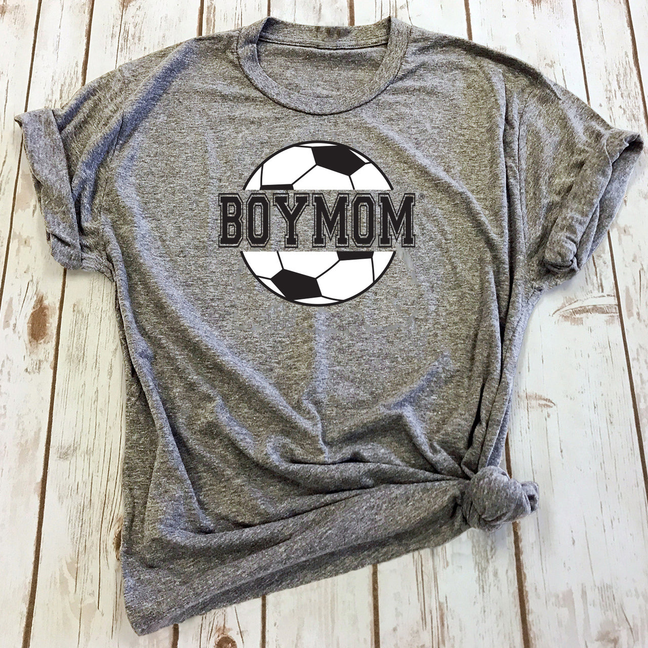 Boymom Soccer Tee - Athletic Grey