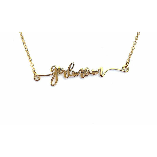 Girlmom Gold Script Necklace