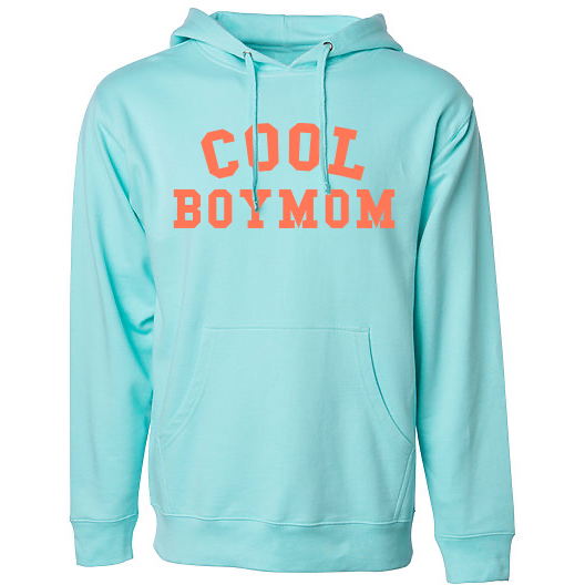 Cool Boymom Turquoise with Coral Hoodie