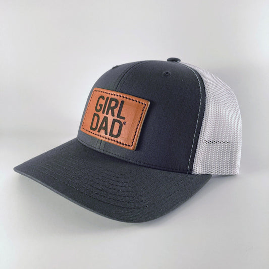 Girldad® Charcoal/White Leather Patch Trucker Hat