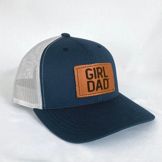 Girldad® Navy/Silver Leather Patch Trucker Hat