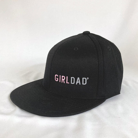 Girldad® Black with Pink Flexfit 210® Flat Bill Embroidered Hat