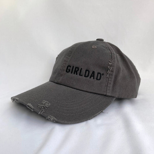 Girldad® Grey Distressed Embroidered Unstructured Hat