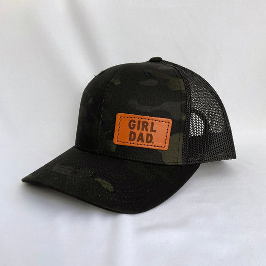 Girldad® Offset Camouflage Leather Patch Trucker Hat