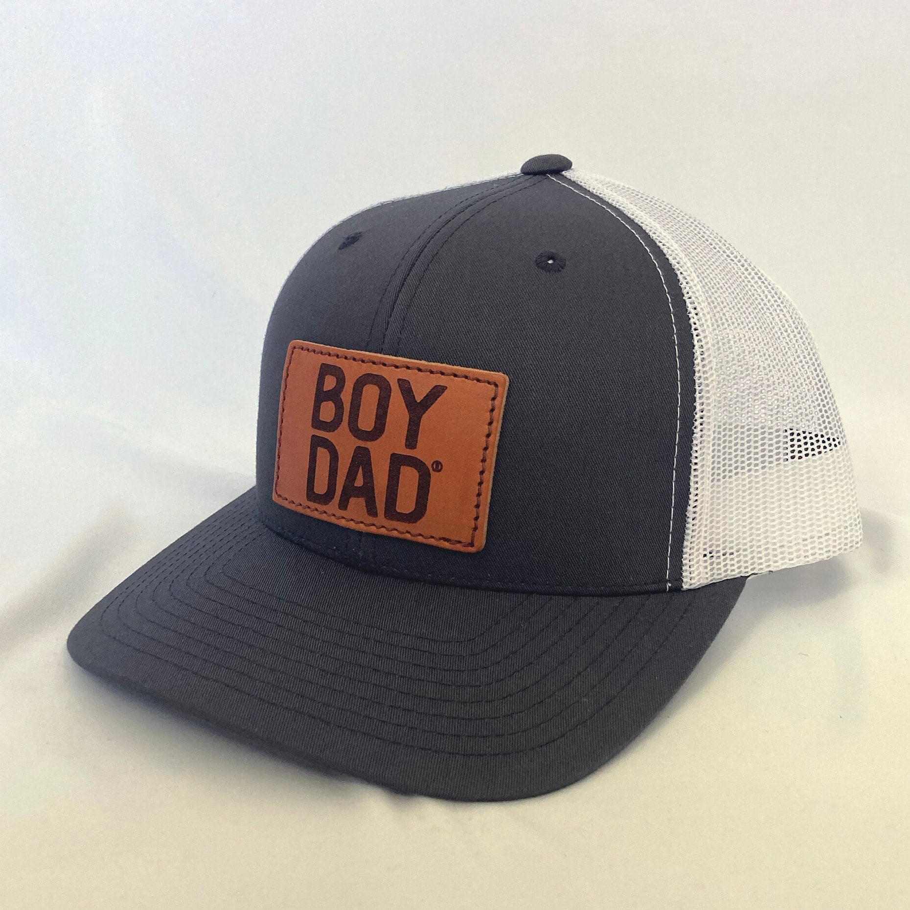 Boydad® Charcoal/White Leather Patch Trucker Hat