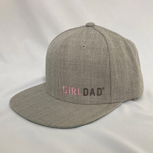 Girldad® Heather Grey Offset Pink & Silver Logo Embroidered Trucker Hat