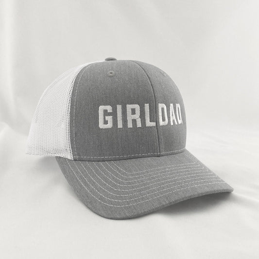 Girldad® Grey & White with Full Logo Embroidered Trucker Hat