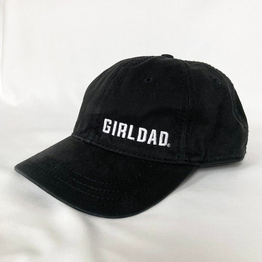 Girldad® Black with White Offset Logo Embroidered Unstructured Hat