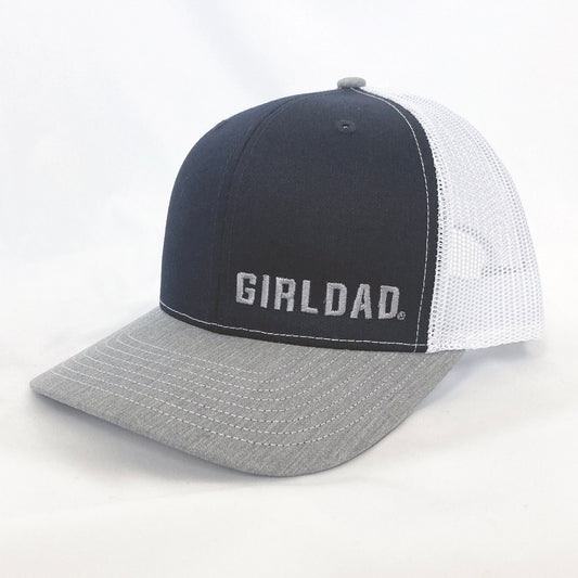 Girldad® Grey/Navy/White Embroidered Trucker Hat