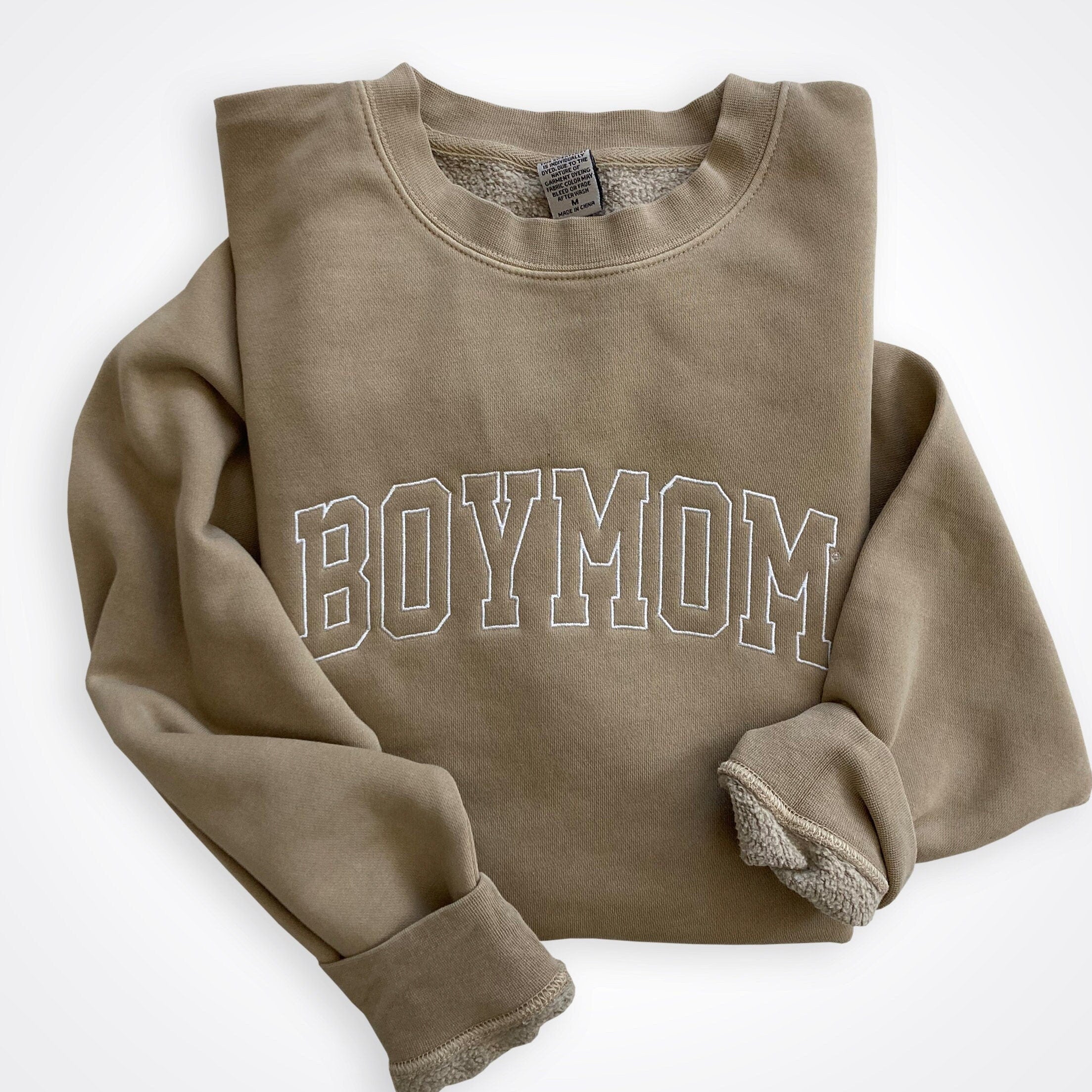 Boymom® Embroidered Midweight Pigment Dyed Crew Sweatshirt