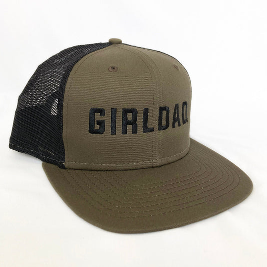Girldad® Olive/Black Full Logo Embroidered Trucker Hat