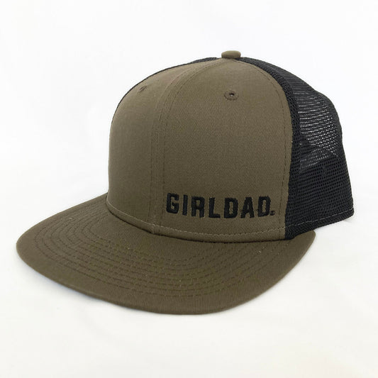 Girldad® Embroidered Trucker Hat Olive/Black Offset Logo