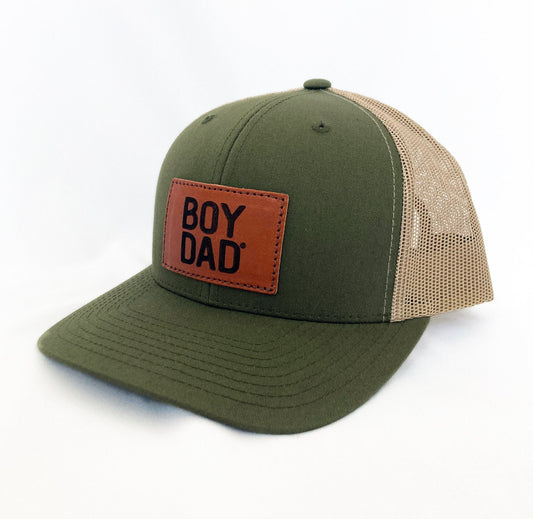 Boydad® Olive/Khaki  Leather Patch Trucker Hat