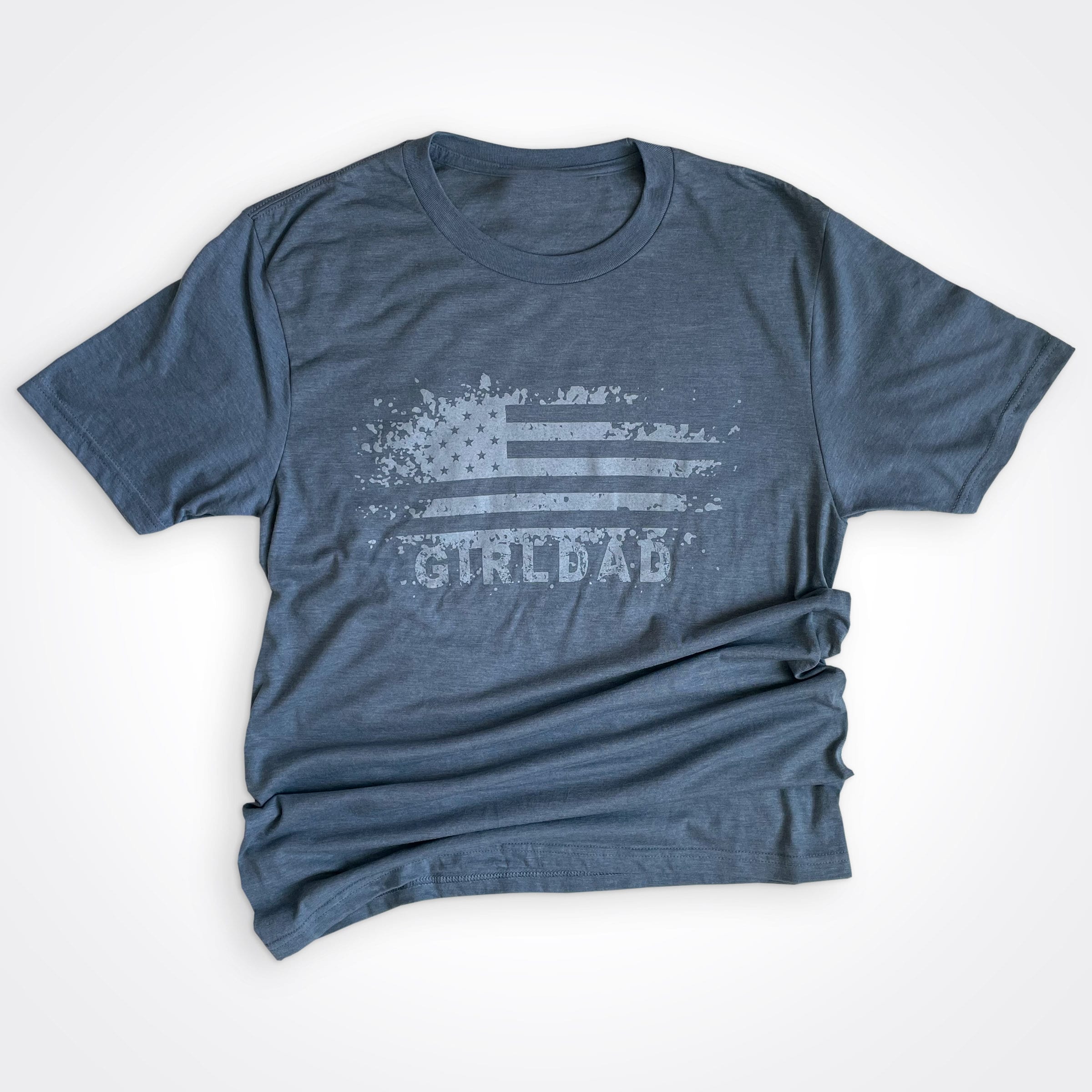 Girldad® USA Distressed Flint Blue Flag T-Shirt