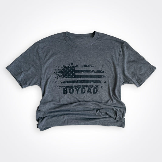 Boydad® USA Distressed Grey with Black Flag T-Shirt