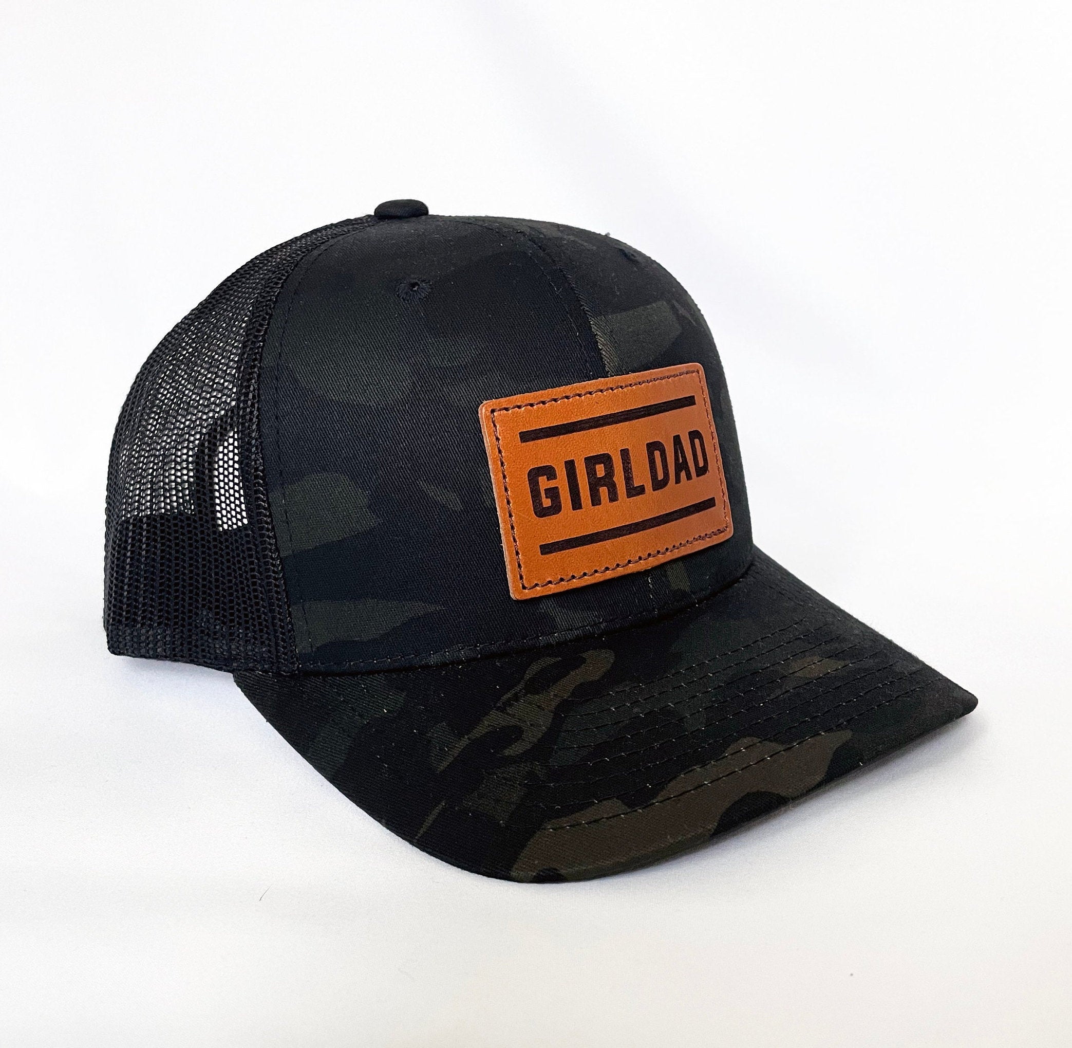 Girldad® Teak Leather Patch Trucker Hat Full Logo