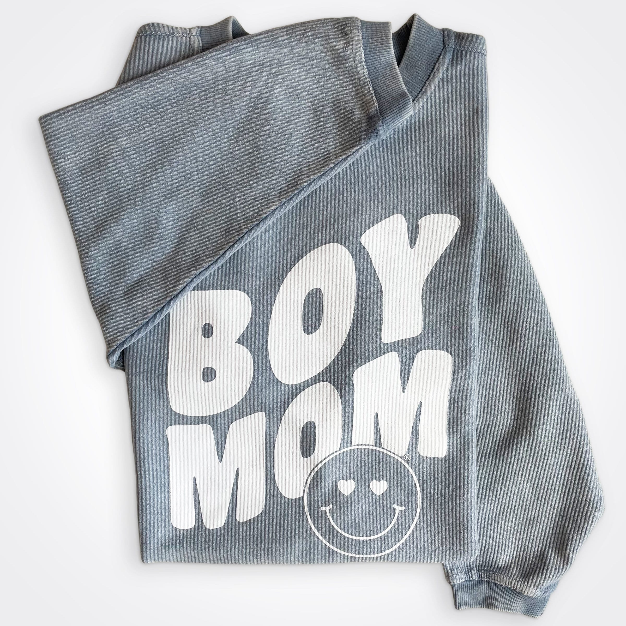 Boymom® Heart Eyes Corded Crew Sweatshirt in Denim