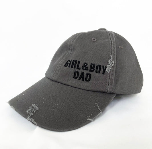 Girl & Boy Dad Embroidered Distressed Unstructured Cap