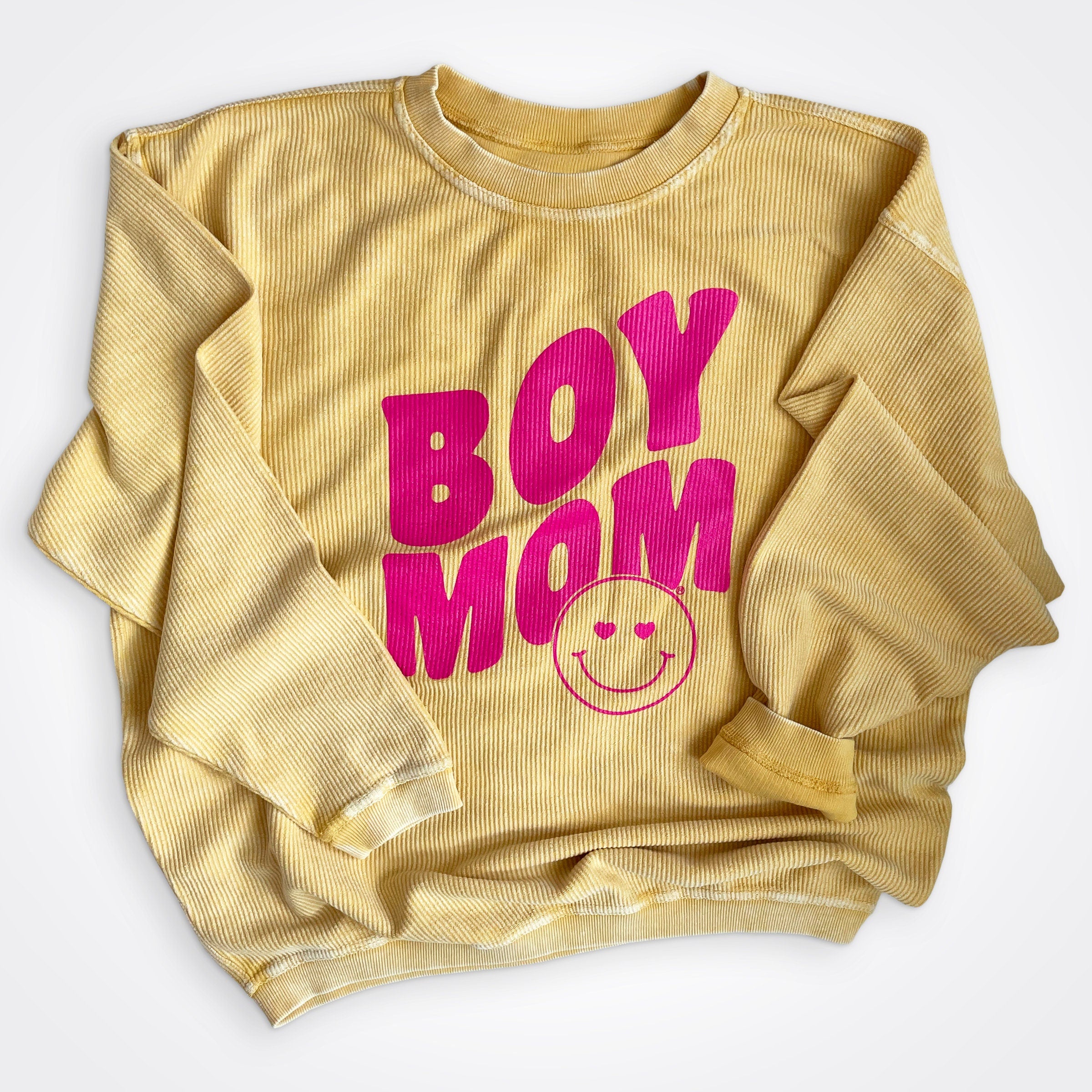 Boymom® Heart Eyes Corded Crew Sweatshirt in Gold