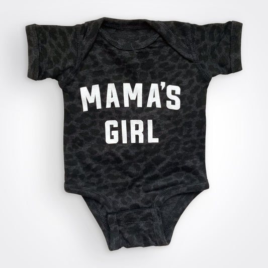 Mama's Girl Black Leopard Bodysuit Matching Mama's Girl & Girlmom Shirt
