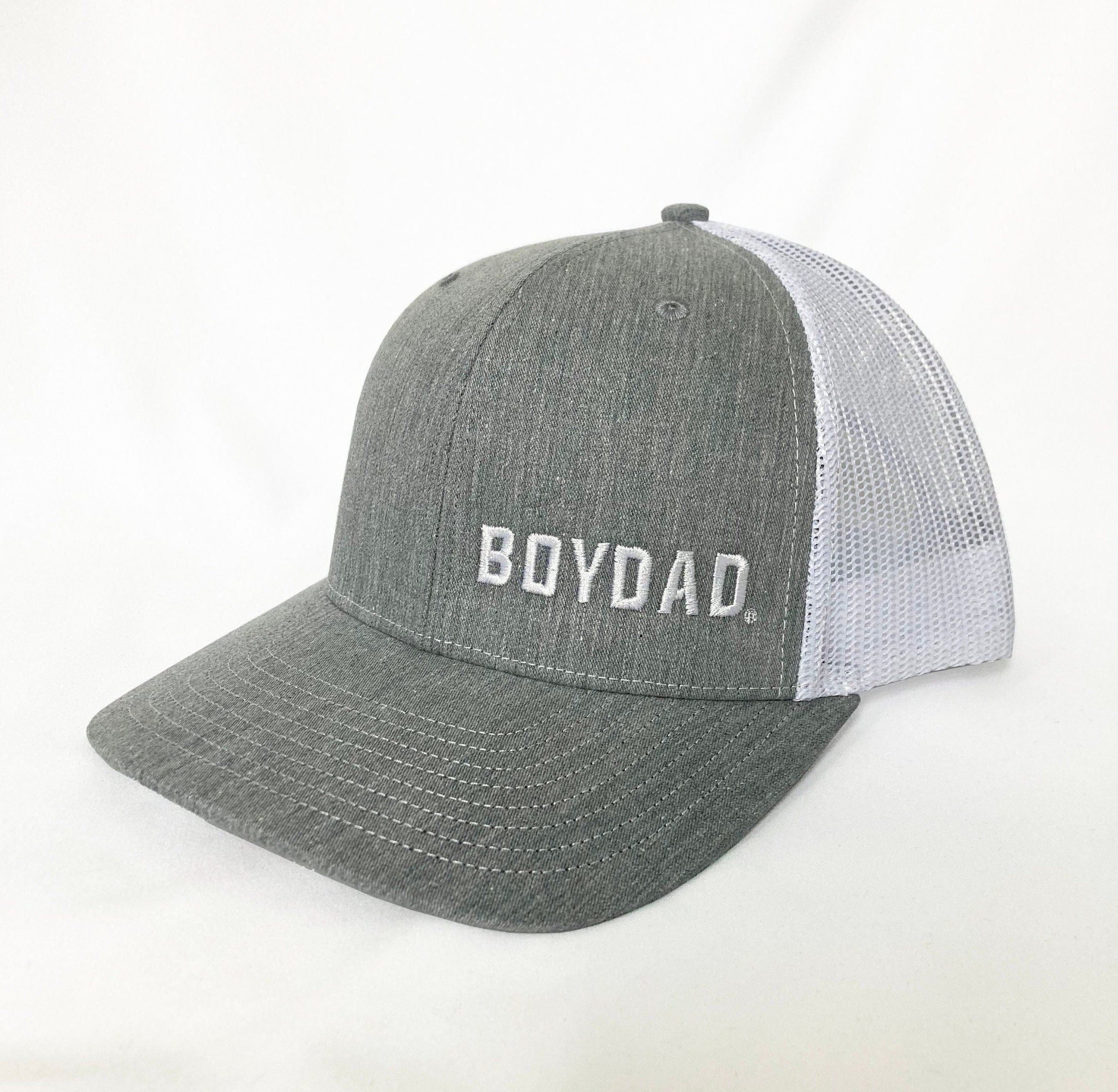Boydad® Heather Grey/White with White Offset logo Embroidered Trucker Hat