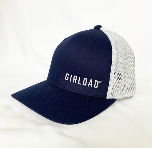Girldad® Navy/White Mesh Back Embroidered Flexfit Hat