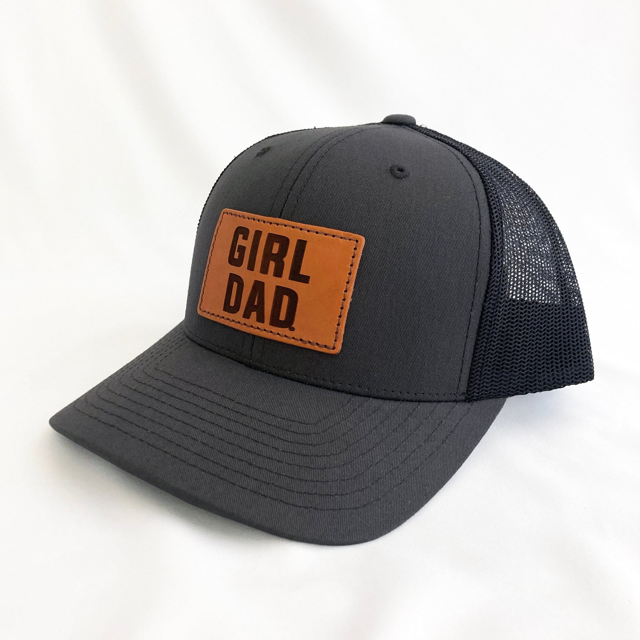 Girldad® Leather Patch Trucker Hat Charcoal/Black