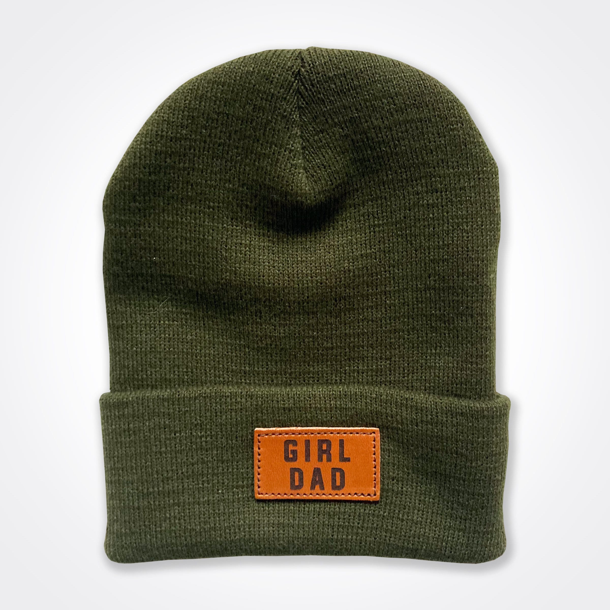 Girldad® Leather Patch Beanie In Olive