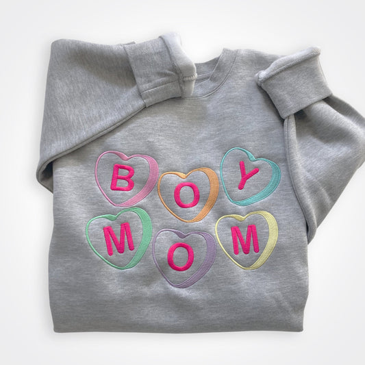 Boymom® Love Love & Love Embroidered Heavyweight Crew Sweatshirt