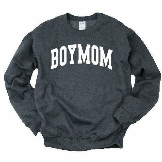Arched Collegiate Boymom Sweatshirt - Dark Heather